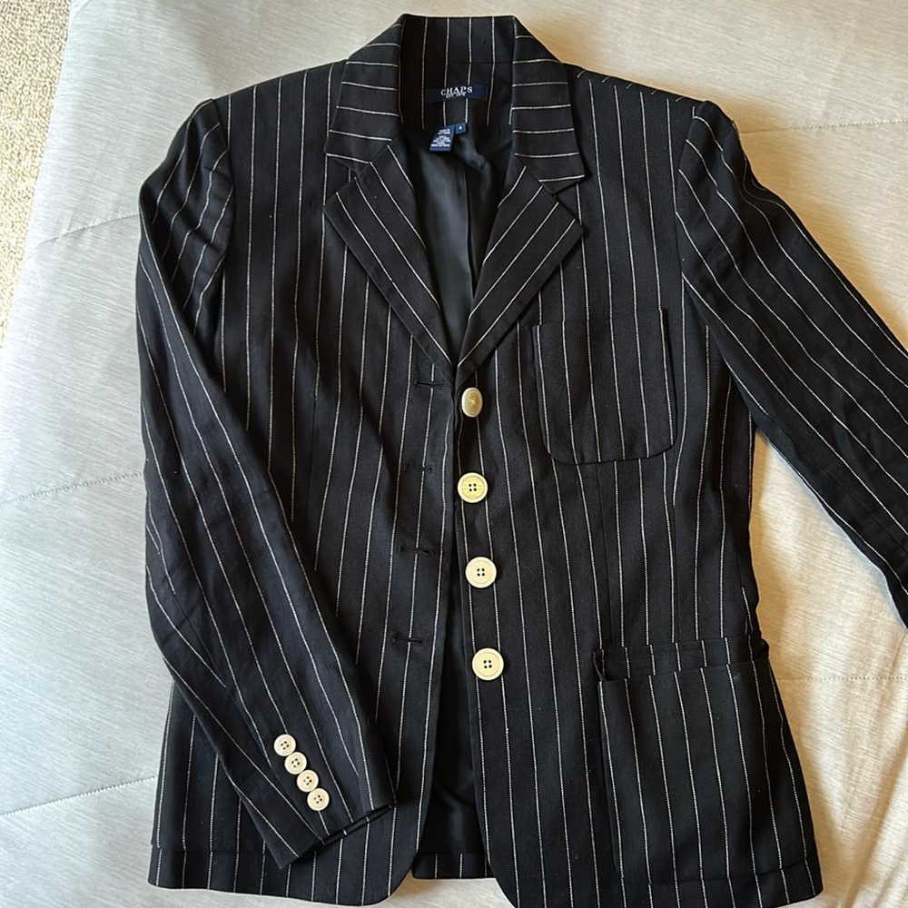 Chaps size 4 black and white stripe blazer